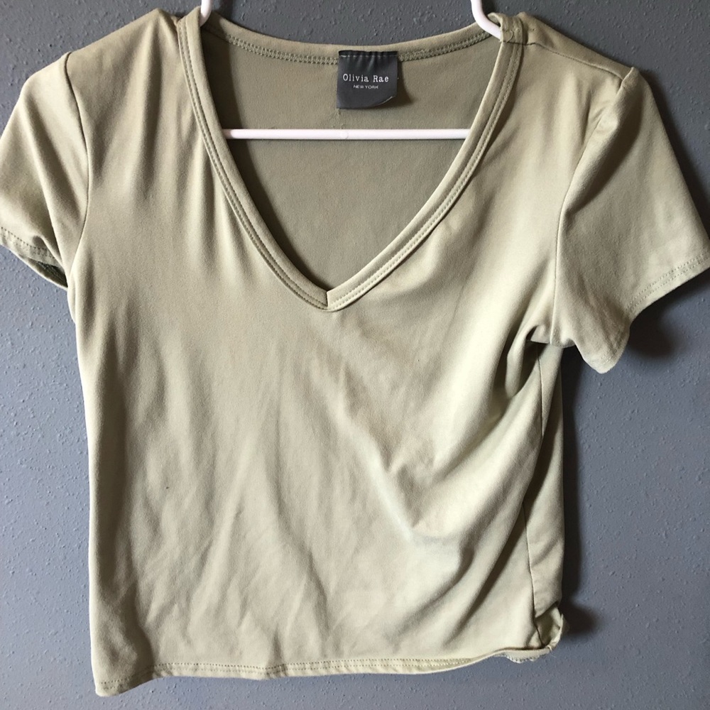 olive colored cropped tee